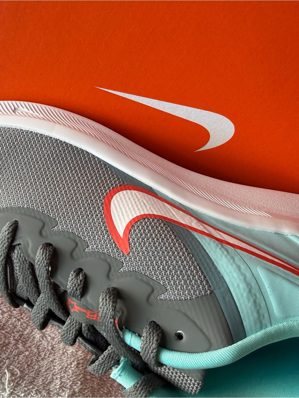 Nike Running Shoe in Gray, Teal & Coral